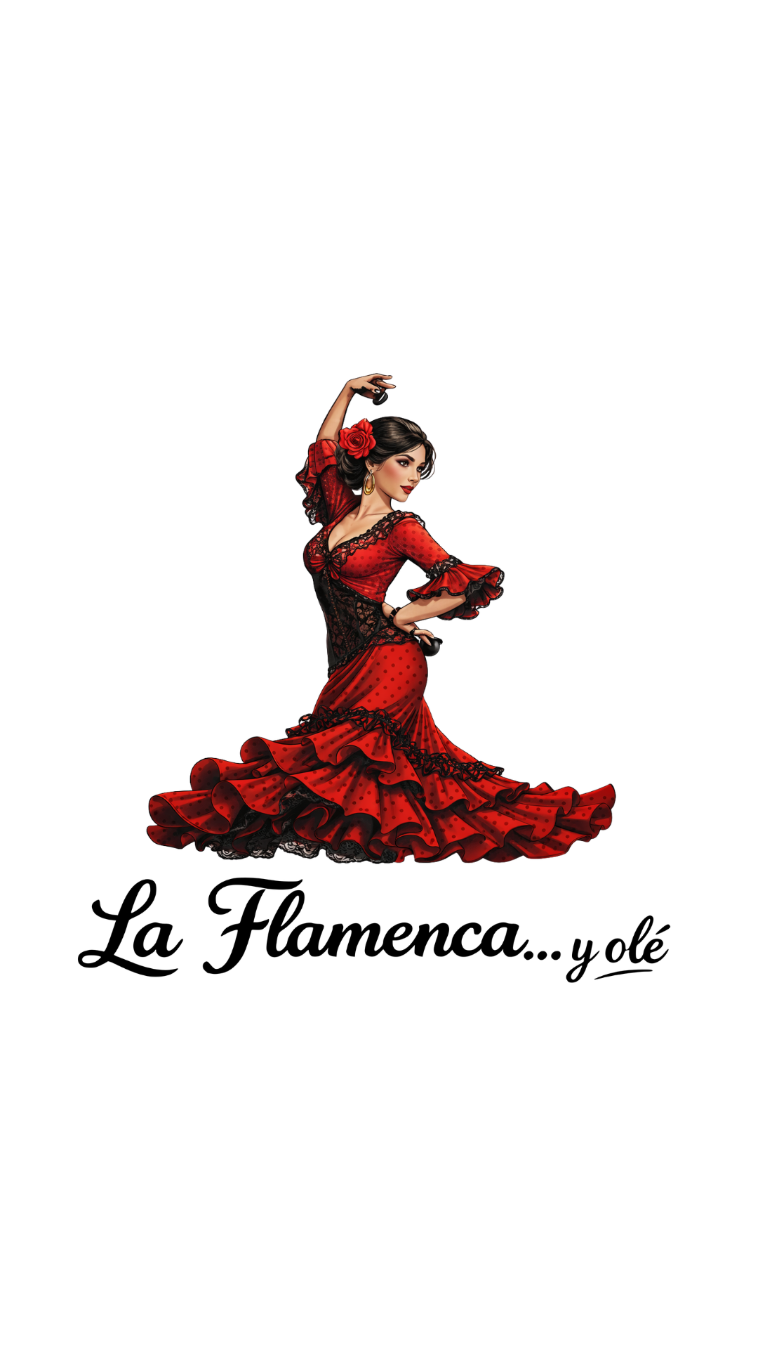 La Flamenca y Olé — bailaora con vestido rojo de lunares